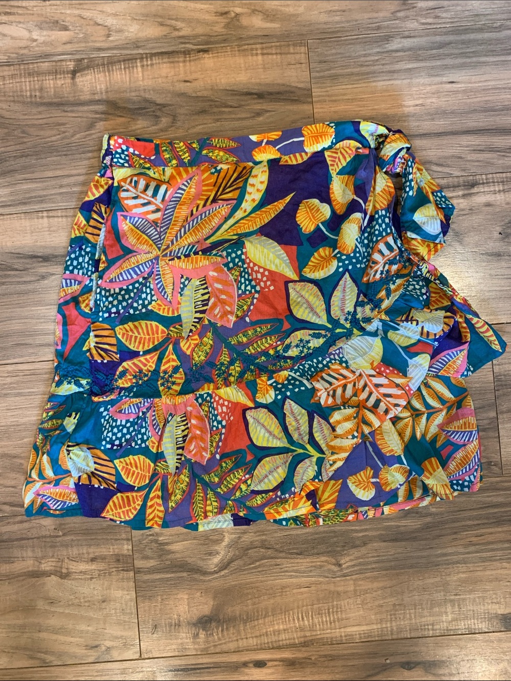 Women's Cynthia Rowley 100% Cotton True Wrap Saturated Floral Ruffle Mini Skirt